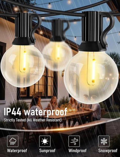 30FT LED Outdoor String Lights, G40 Globe Patio Lights with 17 Shatterproof G40 Vintage Edison Bulbs(2 Spare), UL Listed for Garden, Wedding, Market, Porch, Bistro Backyard Holiday Decor, Black Wire