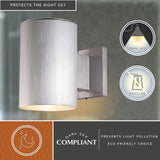 VAXCEL Chiasso Modern Outdoor Porch Light, 5" W x 7.25" H Silver Cylinder Wall Sconce, Waterproof Dark Sky Wall | Lumora