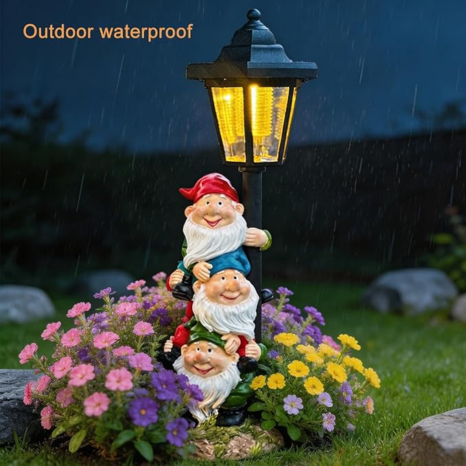 Solar Garden Gnomes Statue, Solar Gnomes Figurine Light with Welcoming Signs, for Outdoor Landscape,Lawn Courtyard | Lumora