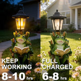 Solar Frog Garden Statue for Outdoor Decor with Lantern - Lawn Decoration 16“ Tall Frog Figurine Lights for Patio | Lumora