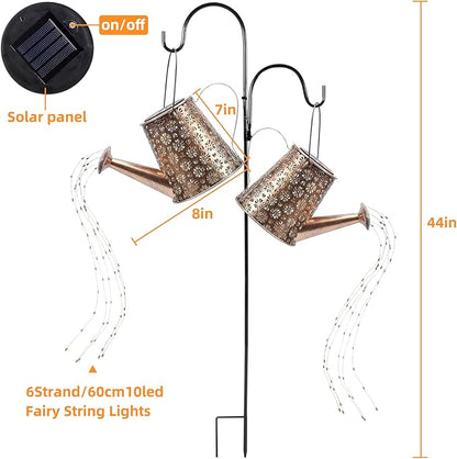 Mousike Solar Lights Outdoor Garden Decor, Large Hanging Lantern Waterproof Watering Can Landscape Lights Outside Decorations for Front Porch Lawn Driveway Patio Backyard Pathway (90LED 2Pack)