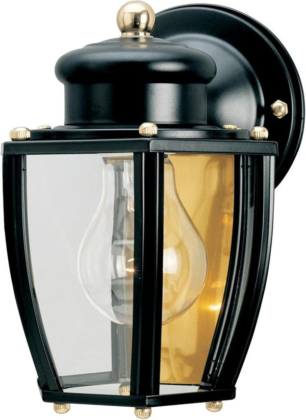 Westinghouse 6696100 One-Light Exterior Wall Lantern, Matte Black Finish on Steel with Clear Curved Glass Panels | Lumora
