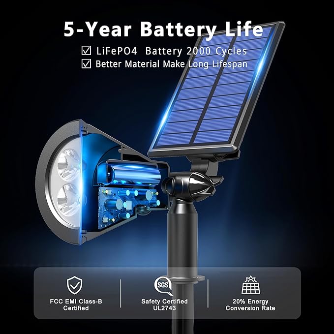 Solar Lights Outdoor Waterproof IP65,3000K Super Bright LED,2 Lighting Modes, Solar Powered Yard Garden Solar Spot | Lumora