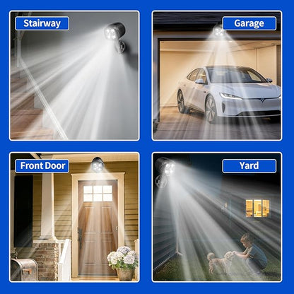 Battery Operated Outdoor Motion Sensor Light, 600LM 6000K Waterproof Wide-Angle Detection Auto On/Off Wall Light,for Garage, Yard, Front Door, Stair and Driveway (1 Pack)