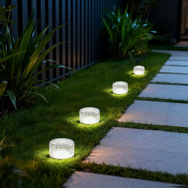 Wokyo 4 Packs Solar Ice Cube LED Light, Solar Wireless Paver Lights, 4x2.2 inch Rock Lights with 6 LED for Patio | Lumora