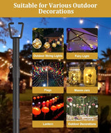 10FT String Light Poles for Outdoor Decor, Sturdy Light Pole with Fence Brackets, Adjustable Metal Posts for | Lumora