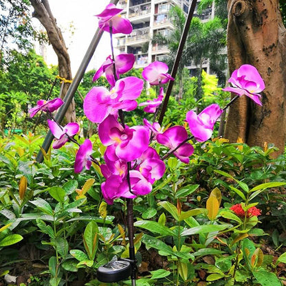 VICASKY 2pcs Solar Garden Lights Orchid Shape Outdoor Landscape Lighting Solar Pathway Lamps for Yard Driveway Pink Lawn Lights