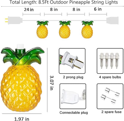 GOOTHY Pineapple String Lights, 8.5Ft Tropical Beach Themed Party Decorations Patio String Lights with 10 Outdoor Pineapple Lights for Home Summer Party Camping Bars Hawaiian Theme Wedding Decor
