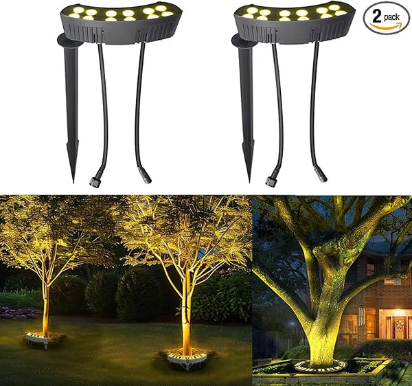 Tree Lights Outdoor, Palm Tree LED Uplighting, 3000K Warm White Landscape Spotlights, IP67 Waterproof Aluminum | Lumora