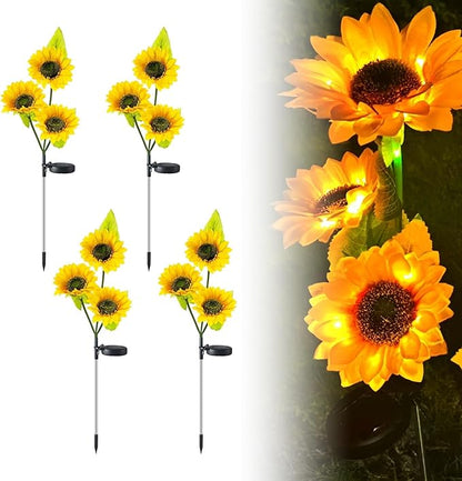 Sunflowers Solar Pathway Lights, Outdoor Lighting Landscaping Solar Garden Lights, for Landscape, Patio, Pathway Decor