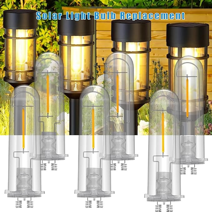 Solar Light Bulbs Replacement, Upgraded Solar Outdoor Light Bulbs, 3V Bright Bulbs Waterproof for Yard Landscape Path Lawn Patio Walkway (6)