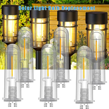 Solar Light Bulbs Replacement, Upgraded Solar Outdoor Light Bulbs, 3V Bright Bulbs Waterproof for Yard Landscape Path Lawn Patio Walkway (6)