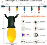 25Ft Easter Christmas Lights Outdoor, C7 Vintage Christmas Lights 25 Ceramic Multicolor Bulbs Light, Outdoor Xmas | Lumora