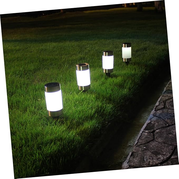 1Pc Solar Power Mini Landscape Lawn Lamp LED Garden Light for Walkway Patio Cylindrical Design Black Silver Outdoor | Lumora