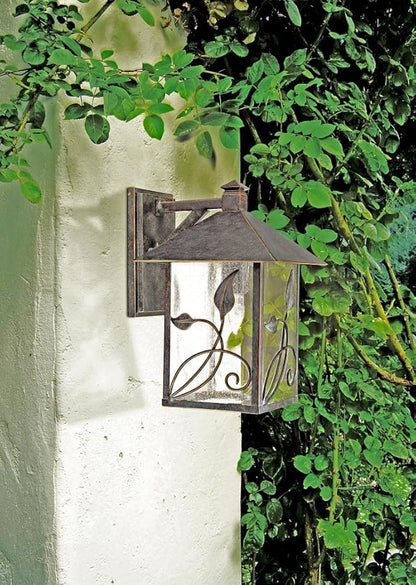 Franklin Iron Works French Garden Rustic Country Cottage Natural Outdoor Wall Light Bronze Brown Hardwired 8 1/2" Wide Fixture Clear Seedy Glass Shade for Bedroom Bathroom Bedside Living Room Home