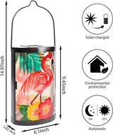 Hanging Solar Lantern Outdoor Waterproof Flamingo Solar Lights Glass Tabletop Decorative Lamp for Outdoor Patio | Lumora