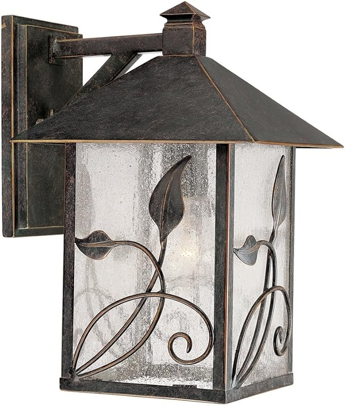 Franklin Iron Works French Garden Rustic Country Cottage Natural Outdoor Wall Light Bronze Brown Hardwired 8 1/2" Wide Fixture Clear Seedy Glass Shade for Bedroom Bathroom Bedside Living Room Home