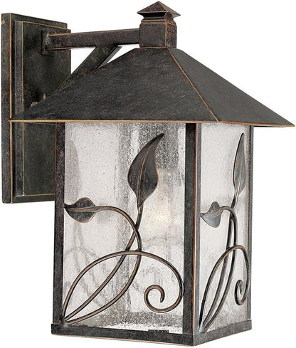 Franklin Iron Works French Garden Rustic Country Cottage Natural Outdoor Wall Light Bronze Brown Hardwired 8 1/2" Wide Fixture Clear Seedy Glass Shade for Bedroom Bathroom Bedside Living Room Home