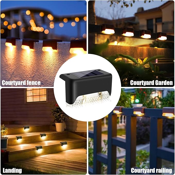 24Pack Outdoor Solar Deck Lights, Solar Step Lights Waterproof Solar Lights, Outdoor Stairs Solar Lights, Outdoor Lights for Deck, Step, Railing, Wall, Patio, Stair and Driveway Path