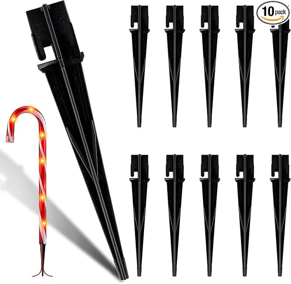 10PCS Plastic Ground Spikes, Replacement Stakes for Candy Cane Lights, Maintain Candy Cane Pathway Lights, 0.68 * 5 | Lumora