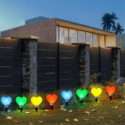 4 Pack Solar Red Heart Stake Lights for Valentines Day Decor, Outdoor Waterproof Heart Shaped Light for Garden Pathway Flowerbed Cemetery Grave Porch Walkway (Color)