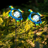 Solar Garden Lights Outdoor 2 Pack,Metal Decorative Stake Solar Lights Blue Sea Turtle Decor for | Lumora