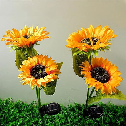 Solar Garden Lights Sunflower Solar Lights,Walkway Solar Lights Outdoor Waterproof | Waterproof Solar Pathway Lights with 2 Sunflowers for Garden Lawn Yard Pathway Decoration
