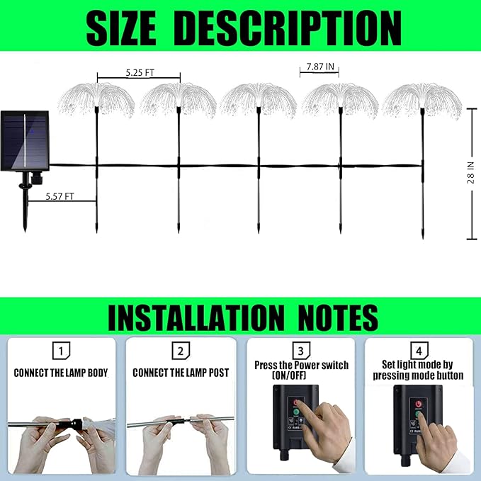 Solar Outdoor Lights 6 Pack 7 Colors Changing Jellyfish Light Outdoor Waterproof Solar Flowers Garden Lights for Yard Pathway Lawn Festival Wedding Party Decoration