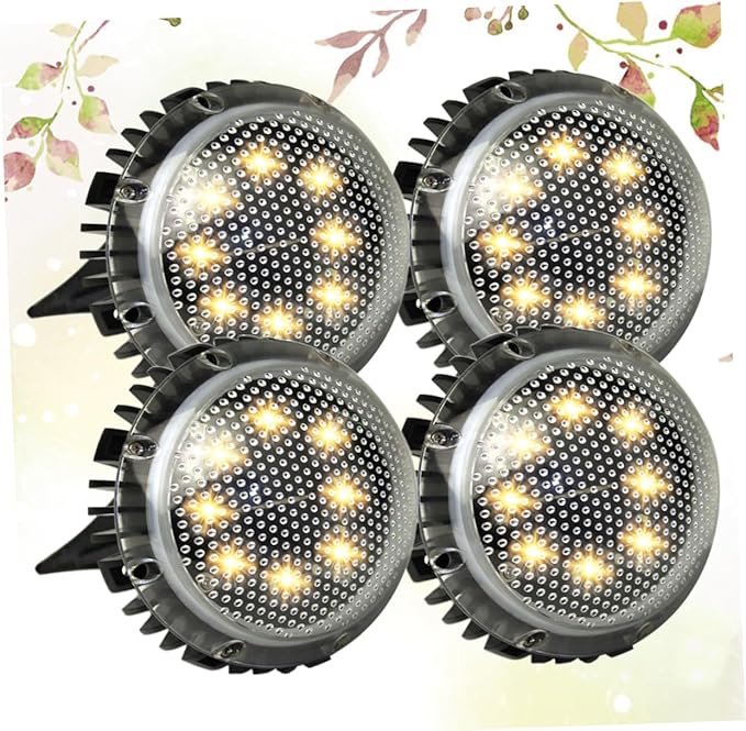 Happyyami 4pcs Solar Outdoor Lights Pathway Garden Solar-Powered Ground Lamp Landscape Decorative Lamp for Outdoor Use Warm Light