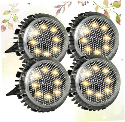 Happyyami 4pcs Solar Outdoor Lights Pathway Garden Solar-Powered Ground Lamp Landscape Decorative Lamp for Outdoor Use Warm Light