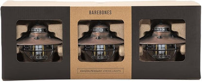 Barebones Edison Pendant String Lights - Copper, 3 Edison-Style LED Bulbs with 10-Foot Cord, Energy-Efficient Outdoor Lanterns for Patio, Garden, or Indoor Decor