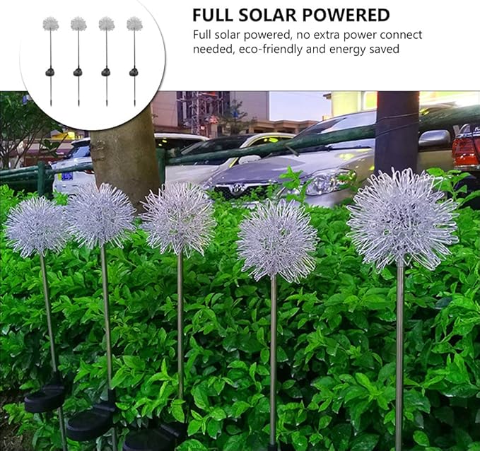 Statue Decor 4Pcs Solar Garden Lights Outdoor Dandelion Shape LED Solar Light Solar Lights Stake Lights Landscape Pathway Lights for Garden Patio Lawn Outdoor Solar Lights