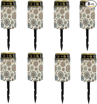 Bohemian Boho Floral Solar Garden Lights Fairy Lights Solar-Powered Lights for Outside,Led Solar-Lantern Flameless Solar Stake Lights Warm White Solar Pathway Lights Landscape Lighting