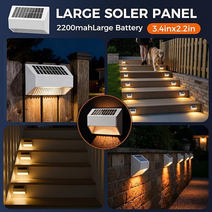 Outdoor Solar Lights, Warm White Decorative Solar Fence Lights, for Gardens, Swimming Pools, Decks, Fences, Patios, Front Doors, Stairs, Landscapes, Courtyards, and Driveway Paths, Pack of 8