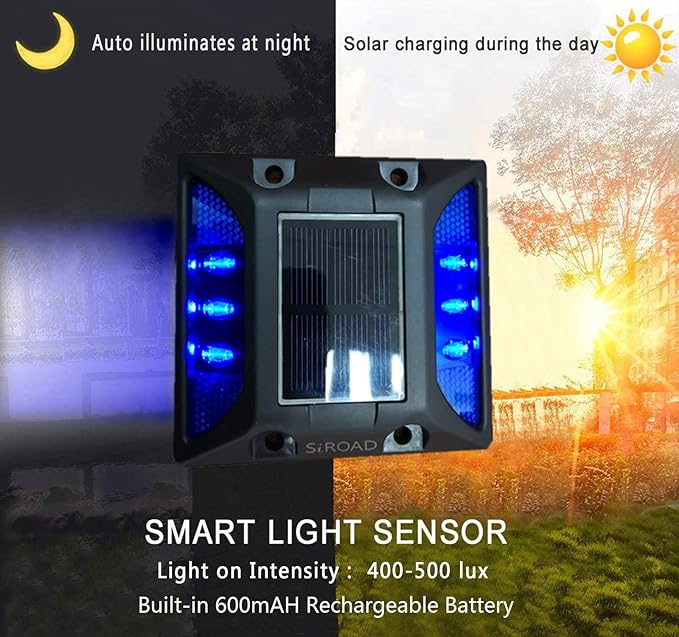 Solar Driveway Deck Light, IP68 Waterproof Driveway Reflector Outdoor Blue LED Light for Dock Walkway Lane Porch | Lumora