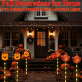 6 Pack Fall Decor Solar Maple Leaf Pumpkin Lights for Thanksgiving Decorations Outdoor,Waterproof Solar | Lumora