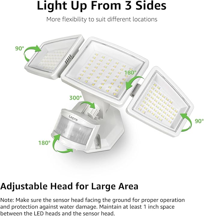 LE Bundle - White LED Security Light 3 Adjustable Heads & 25 ft Solar String Lights G40 Edison Bulbs String Lights