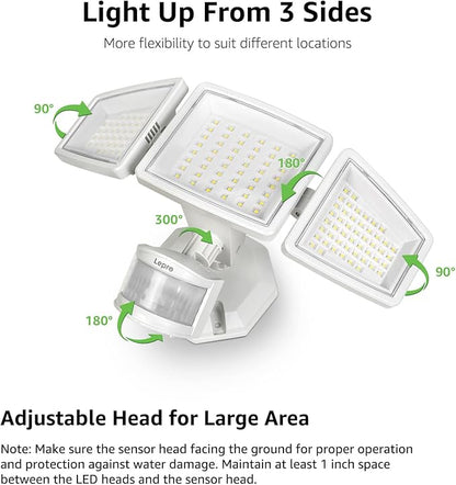 LE Bundle - White LED Security Light 3 Adjustable Heads & 25 ft Solar String Lights G40 Edison Bulbs String Lights