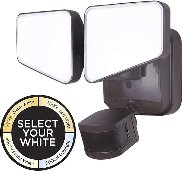 Enbrighten 2-in-1 LED Flood Light Outdoor, Security Light, 2480 Lumens, 2 Adjustable, 2200K-5000K, Motion Sensor | Lumora