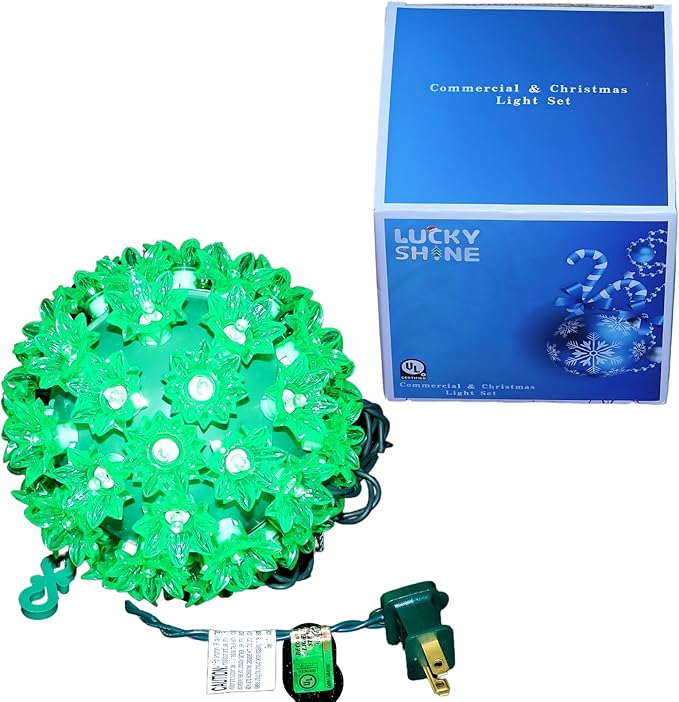 LUCKY SHINE 50 LED Green Starlight Sphere Ball Lights, UL Certified and Commercial Garade 6" Sphere Light, for Indoor and Outdoor Use.