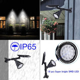 Solar Spotlights Outdoor 18 LED 300 Lumens Waterproof Adjustable Wall Light for Patio Garden Driveway (2 Pack) | Lumora