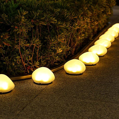 Solar-Powered Stone-Shaped Garden Decorative Lights (Warm White)