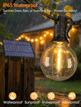100FT(4x25FT) Solar String Lights Outdoor with Remote, Waterproof Dimmable 3 Modes Patio Light with 40+3 LED G40 | Lumora