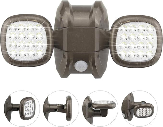 HONWELL Motion Sensor Light Outdoor Battery Operated Outside Security Flood Light Cordless IP65 Waterproof 32 LED Dual Head Spotlights, Motion Detector Lights for House Garage Porch Garden Shed