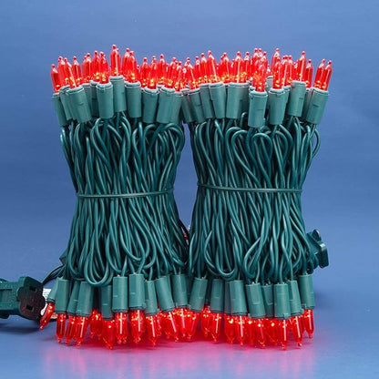 200 Count Red LED Christmas Lights, 66 ft Green Wire UL Certified Commercial Grade Holiday String Light Set (Red)
