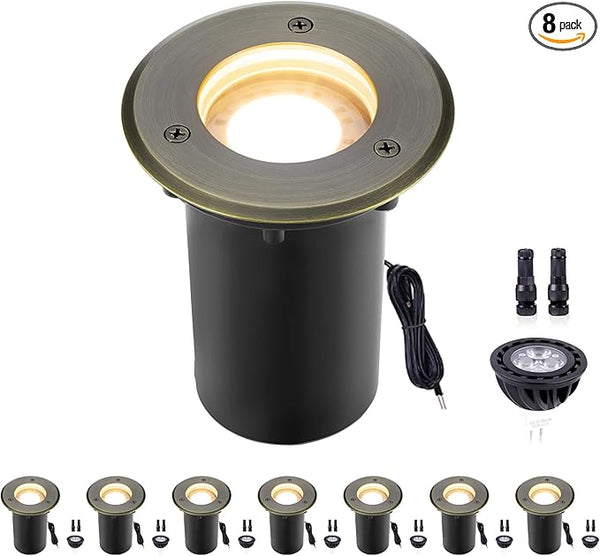 Gardenreet Low Voltage Brass Well Lights - LED 12V Weatherproof In-Ground Replaceable Bulb - Outdoor Path Light | Lumora
