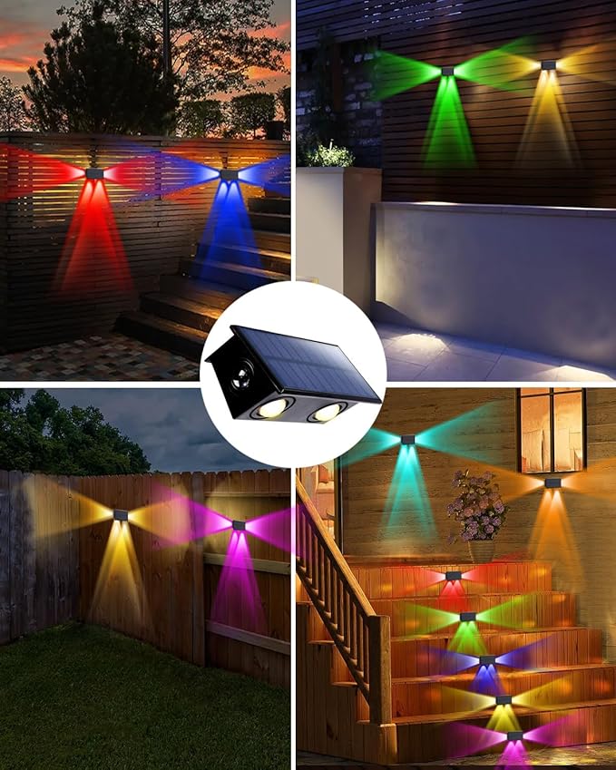 12Pack 3-Side Color Changing Solar Powered Fence Lights Outdoor Decorative LED Waterproof Yard Lamps for Outside | Lumora