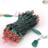 100 Counts LED Christmas Lights - 50 ft 5mm Red Commercial Grade Waterproof Indoor/Outdoor String Lights, Green | Lumora