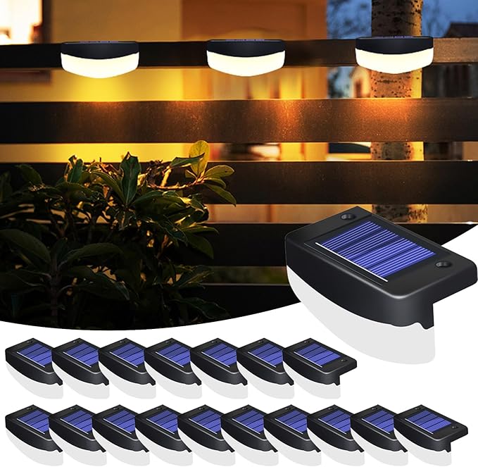 LED Solar Step Lights, 18 Pack Solar Deck Lights Outdoor IP65 Waterproof Pool Side Lighting Decor for Stairs Fence Yard Driveway Pathway Yard Backyard, Cold White