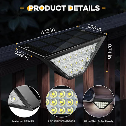 Solar Step Lights for Outside, Solar Stair Lights Outdoor Waterproof, Deck Step Lights for Fence, Patio, Yard, Porch, Front Door, Sidewalk, Garden, Patio Decor (6, Cool White)